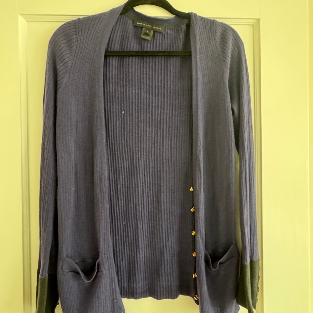 Marc By Marc Jacob’s blue cardigan Large L gold buttons